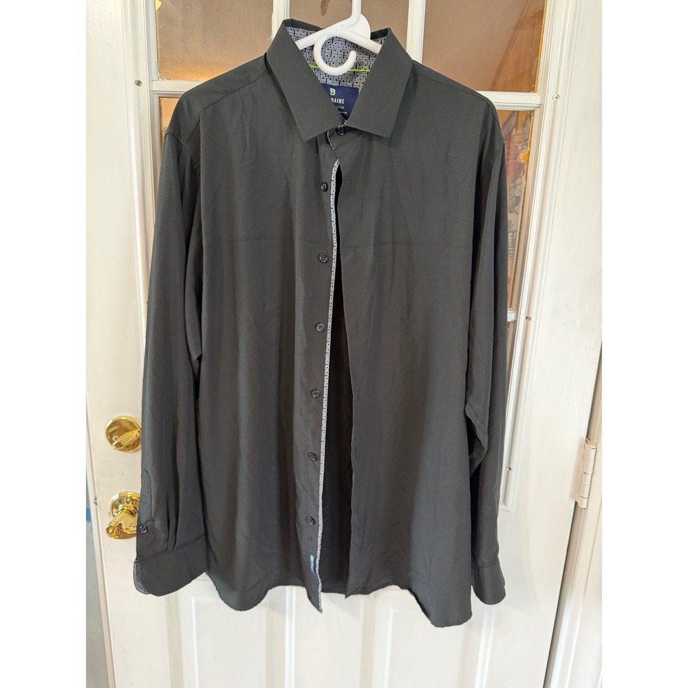 Tom Baine Performance XXL Slim Fit Dark Gray Stretch Wrinkle Free Dress Shirt